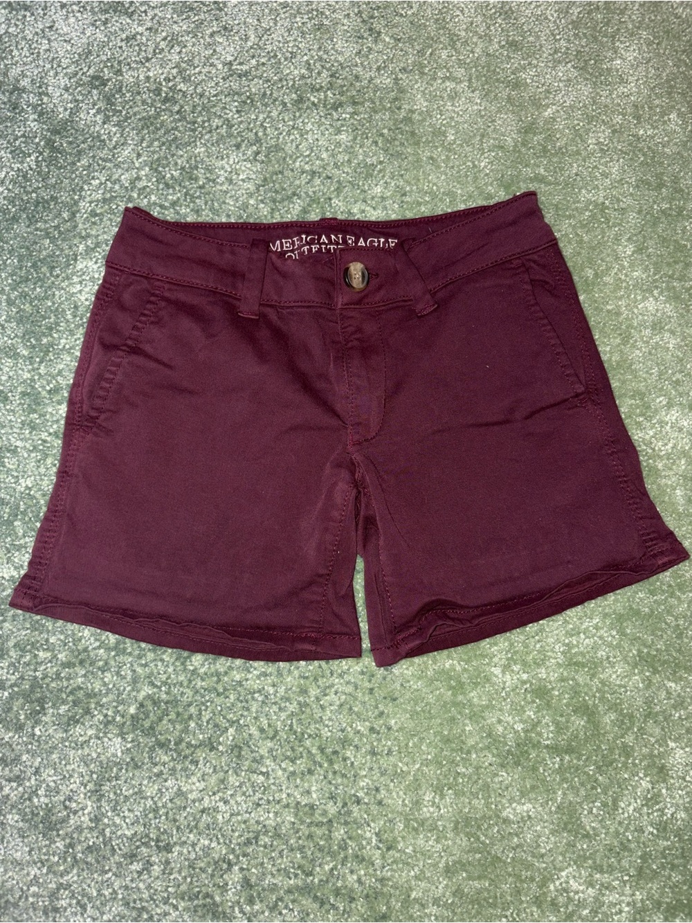 American Eagle Outfitters Women's Burgundy Mid-Rise Cotton Shorts